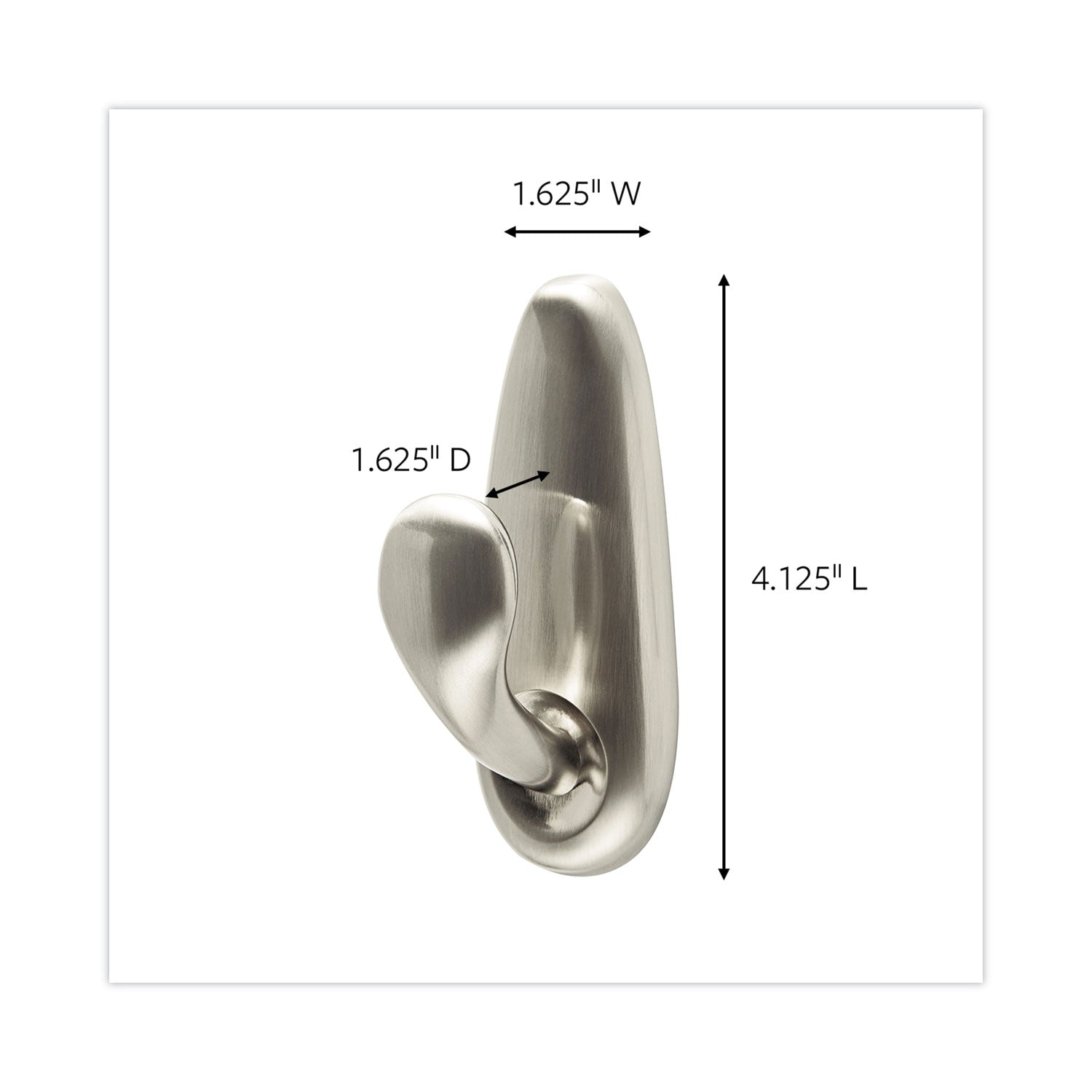 Command Adhesive Mount Metal Hook, Large, Brushed Nickel Finish, 5 lb Capacity, 1 Hook and 2 Strips/Pack (FC13BNES)