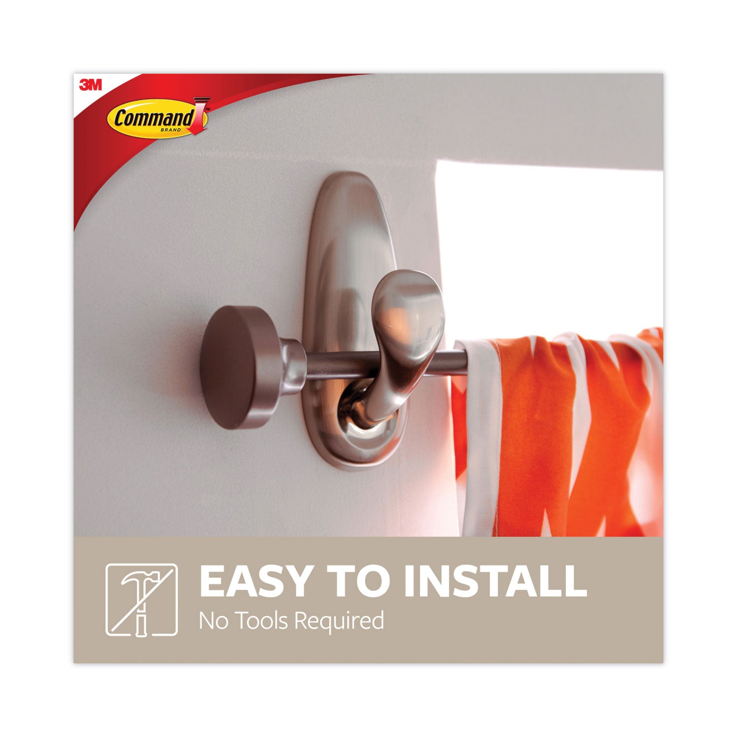 Command Adhesive Mount Metal Hook, Large, Brushed Nickel Finish, 5 lb Capacity, 1 Hook and 2 Strips/Pack (FC13BNES)