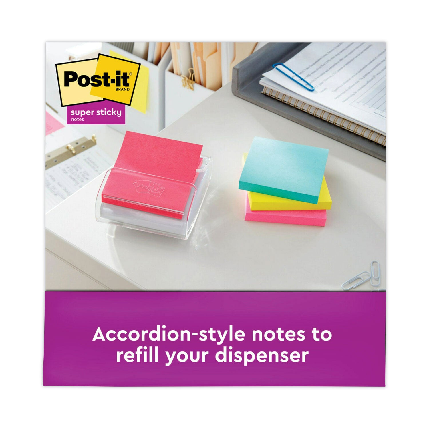 Post-it Pop-up 3 x 3 Note Refill, 3" x 3", Supernova Neons Collection Colors, 90 Sheets/Pad, 10 Pads/Pack (R33010SSMIA)