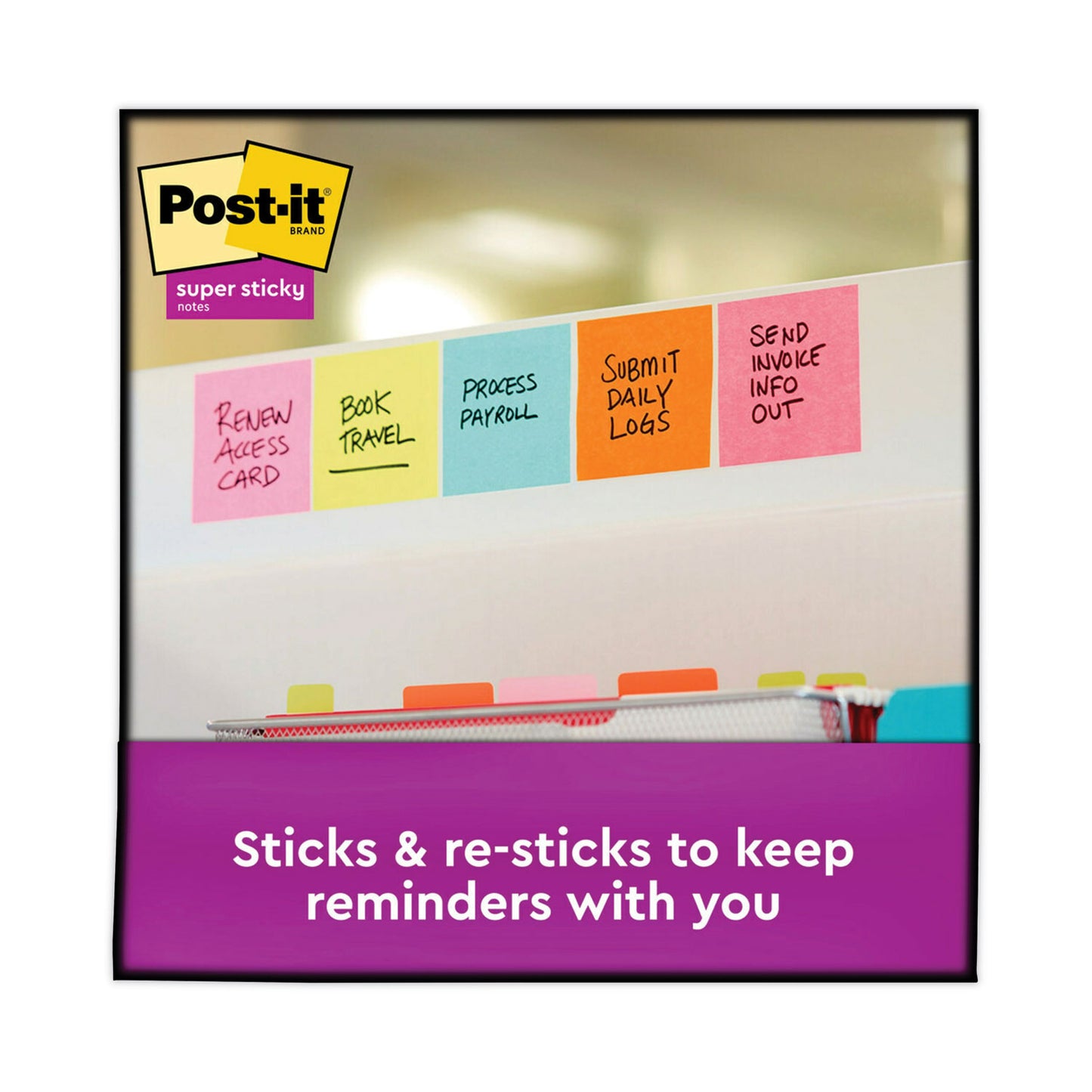 Post-it Pop-up 3 x 3 Note Refill, 3" x 3", Supernova Neons Collection Colors, 90 Sheets/Pad, 10 Pads/Pack (R33010SSMIA)