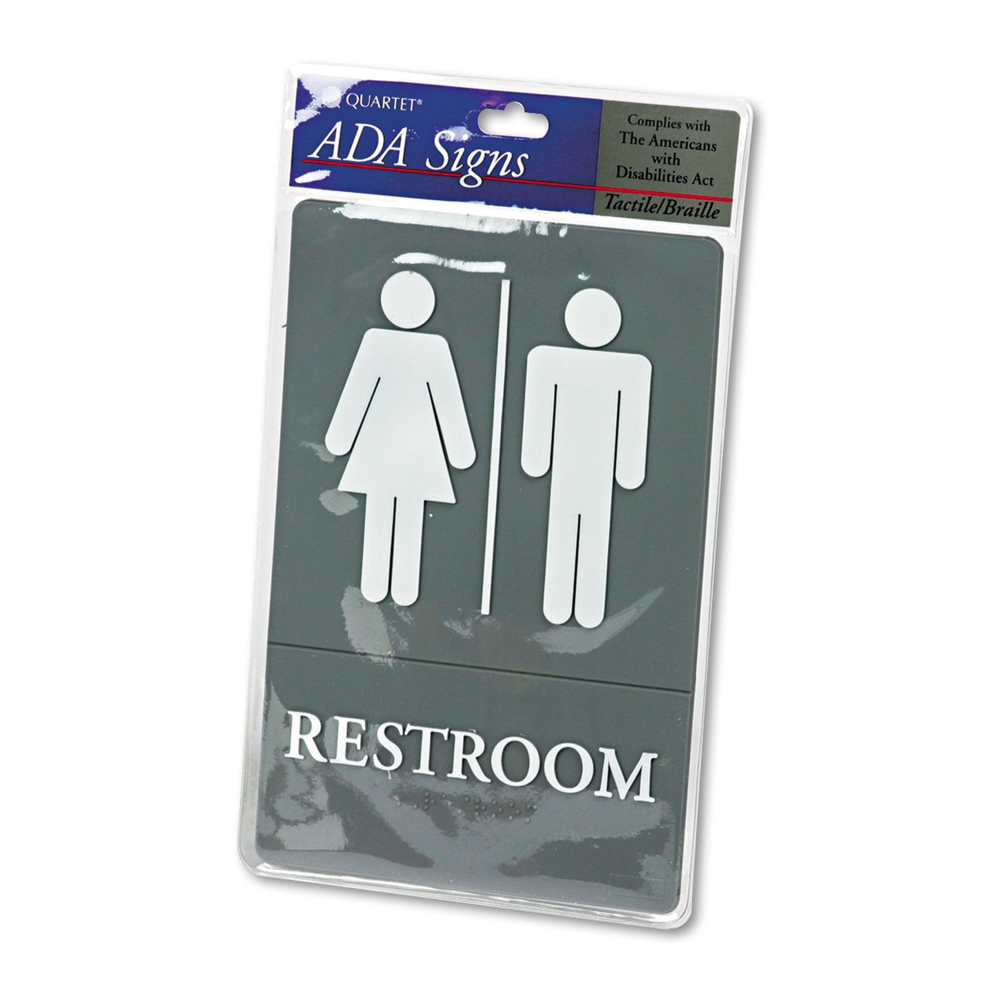 Headline ADA Sign, Restroom Symbol Tactile Graphic, Molded Plastic, 6 x 9, Gray (4812)