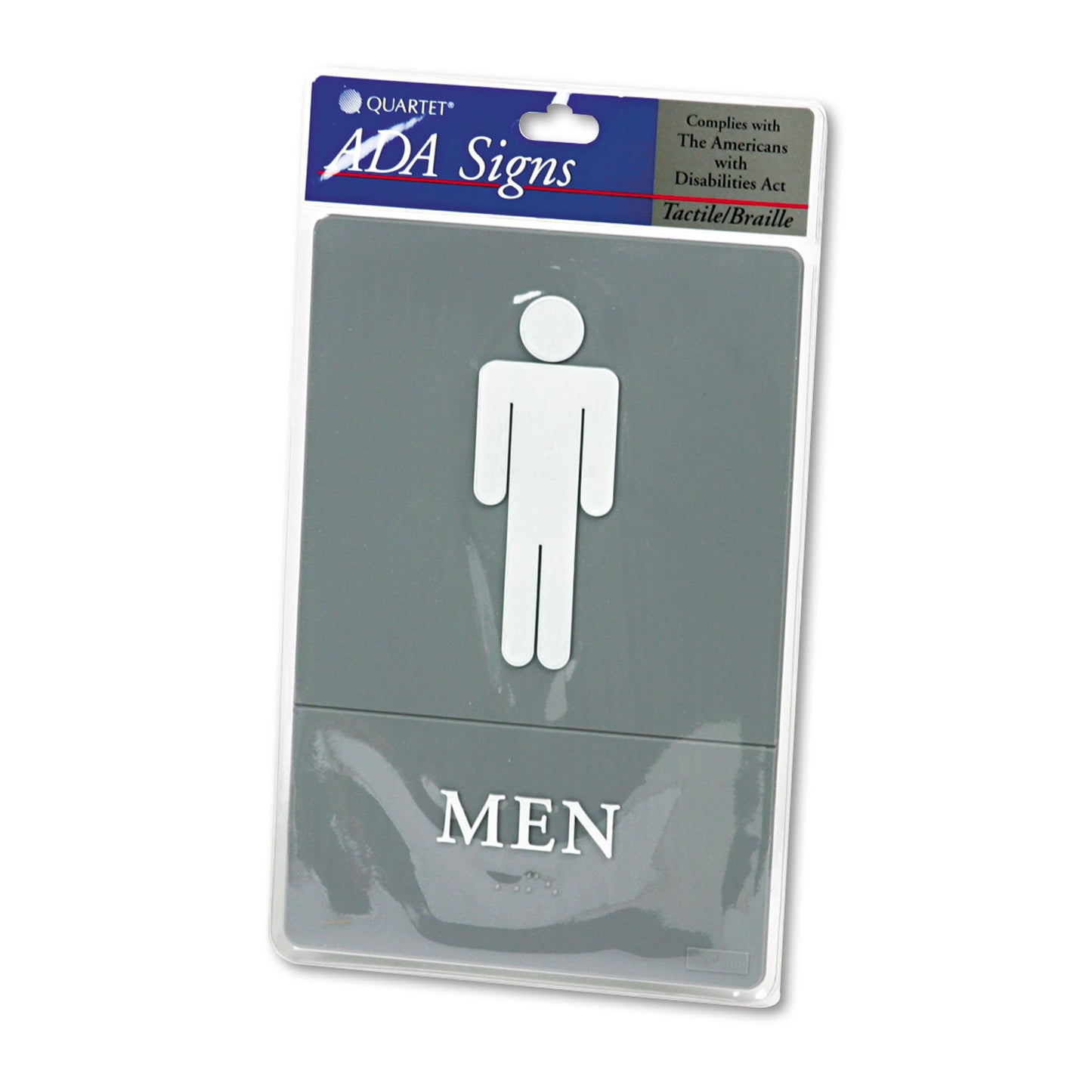 Headline ADA Sign, Men Restroom Symbol w/Tactile Graphic, Molded Plastic, 6 x 9, Gray (4817)