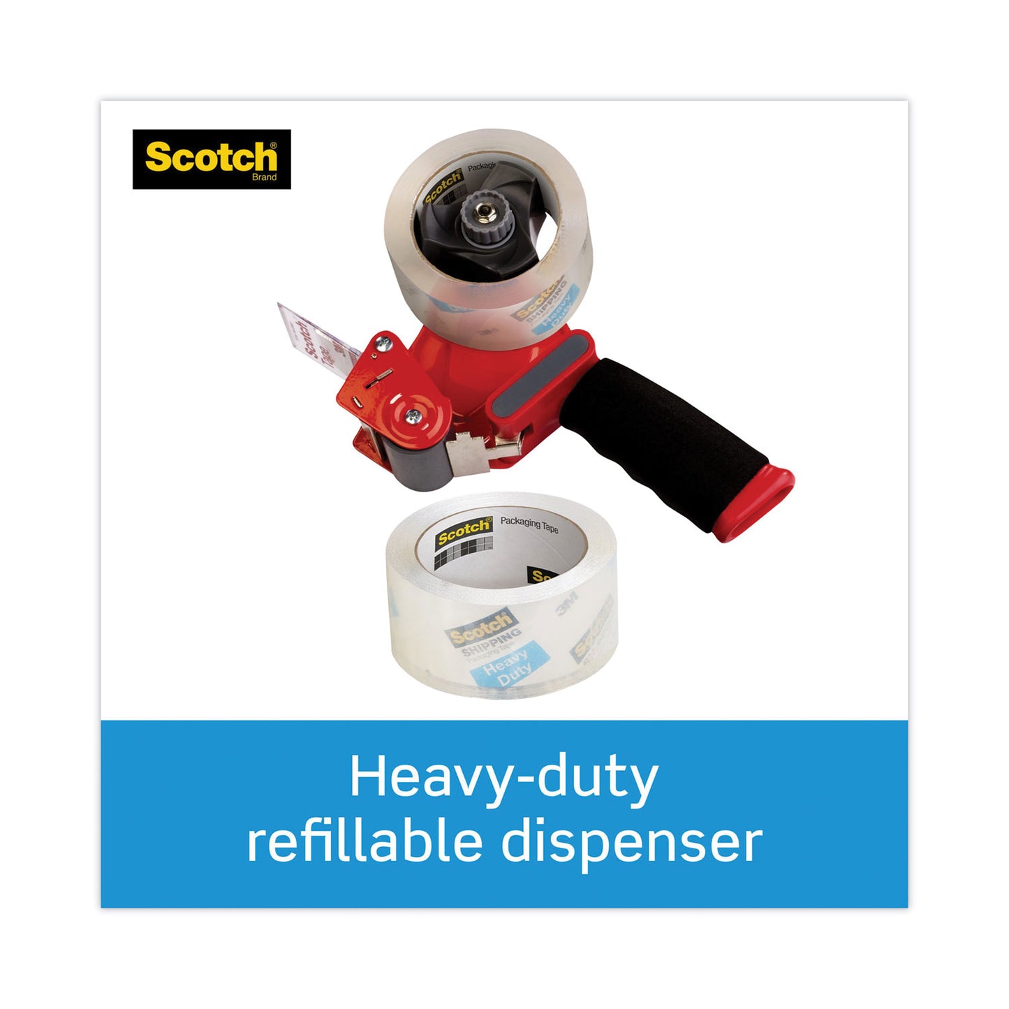 Scotch Pistol Grip Packaging Tape Dispenser, 3" Core, For Rolls Up to 2" x 60 yds, Red (ST181)