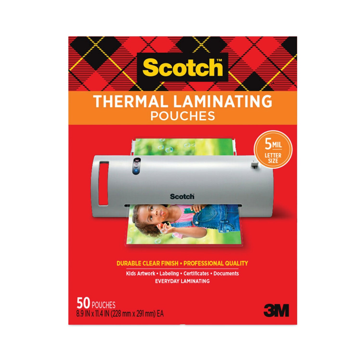 Scotch Laminating Pouches, 5 mil, 9" x 11.5", Gloss Clear, 50/Pack (TP585450)