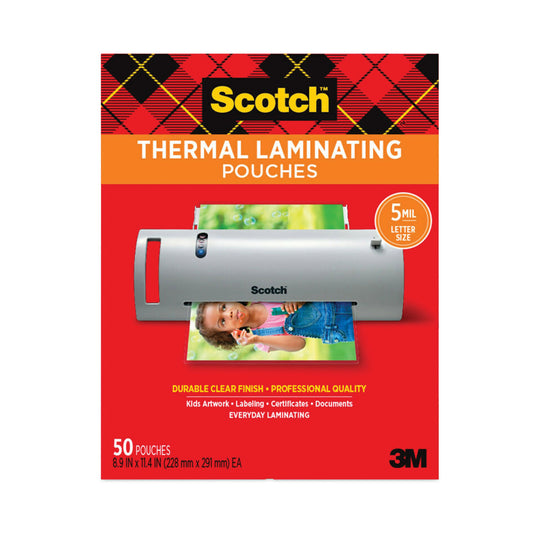 Scotch Laminating Pouches, 5 mil, 9" x 11.5", Gloss Clear, 50/Pack (TP585450)