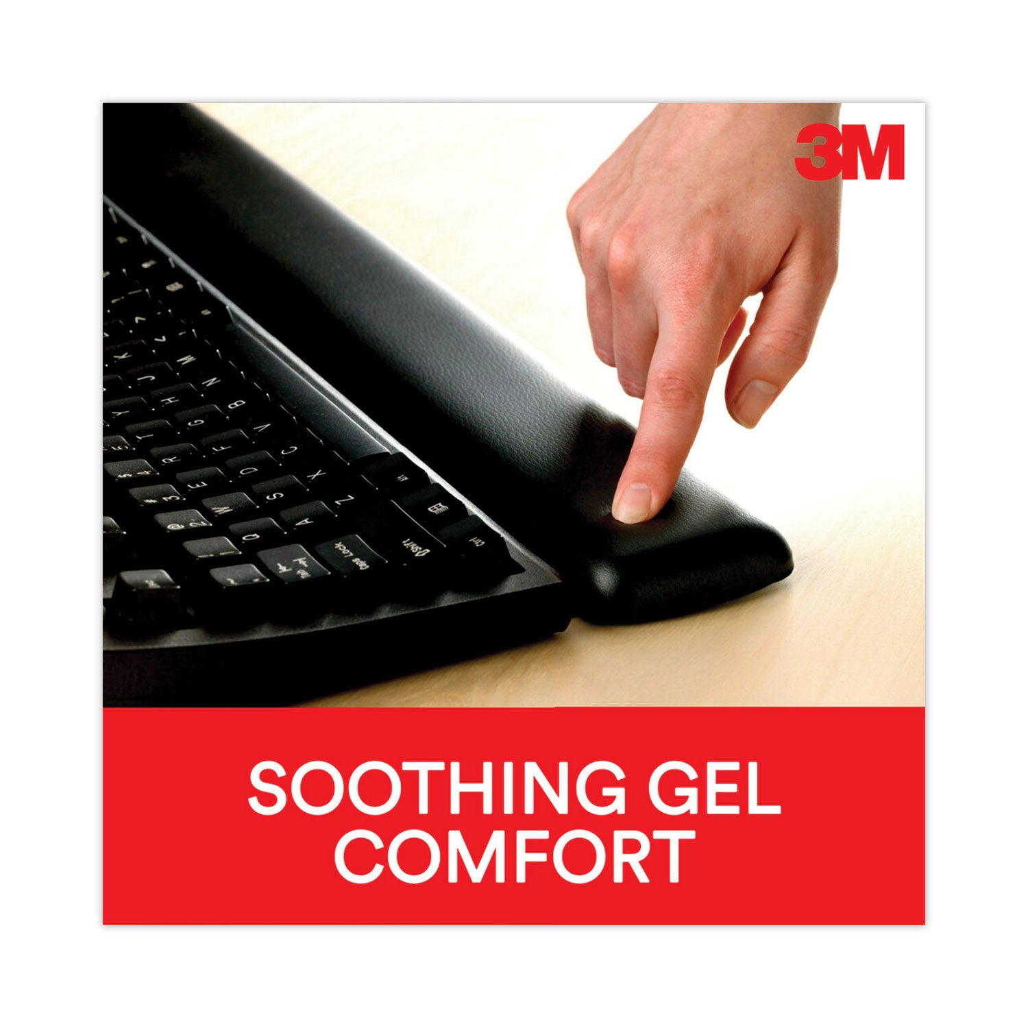 3M Antimicrobial Gel Compact Keyboard Wrist Rest, 18 x 2.75, Black (WR309LE)