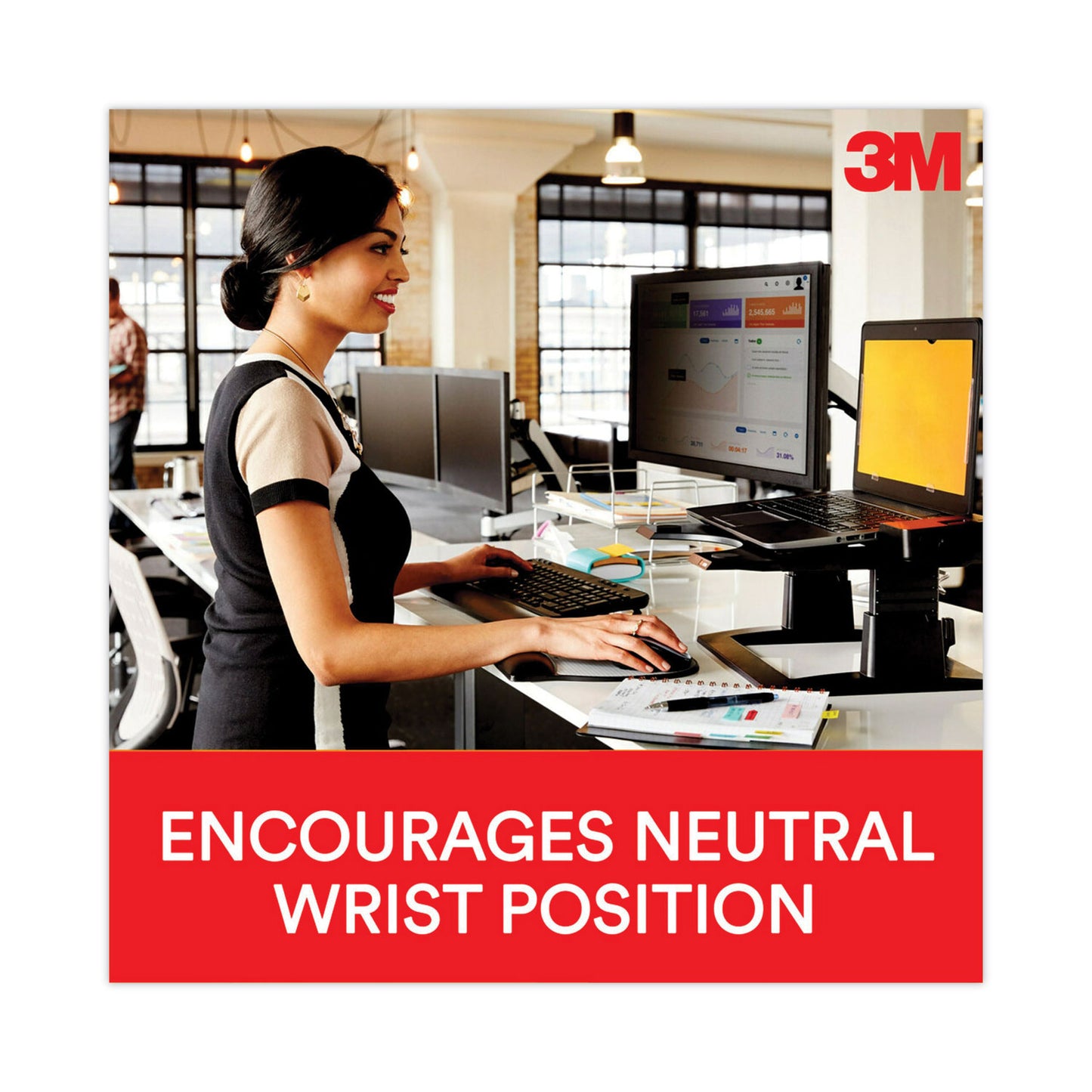 3M Antimicrobial Gel Large Keyboard Wrist Rest, 19 x 2.75, Black (WR310LE)