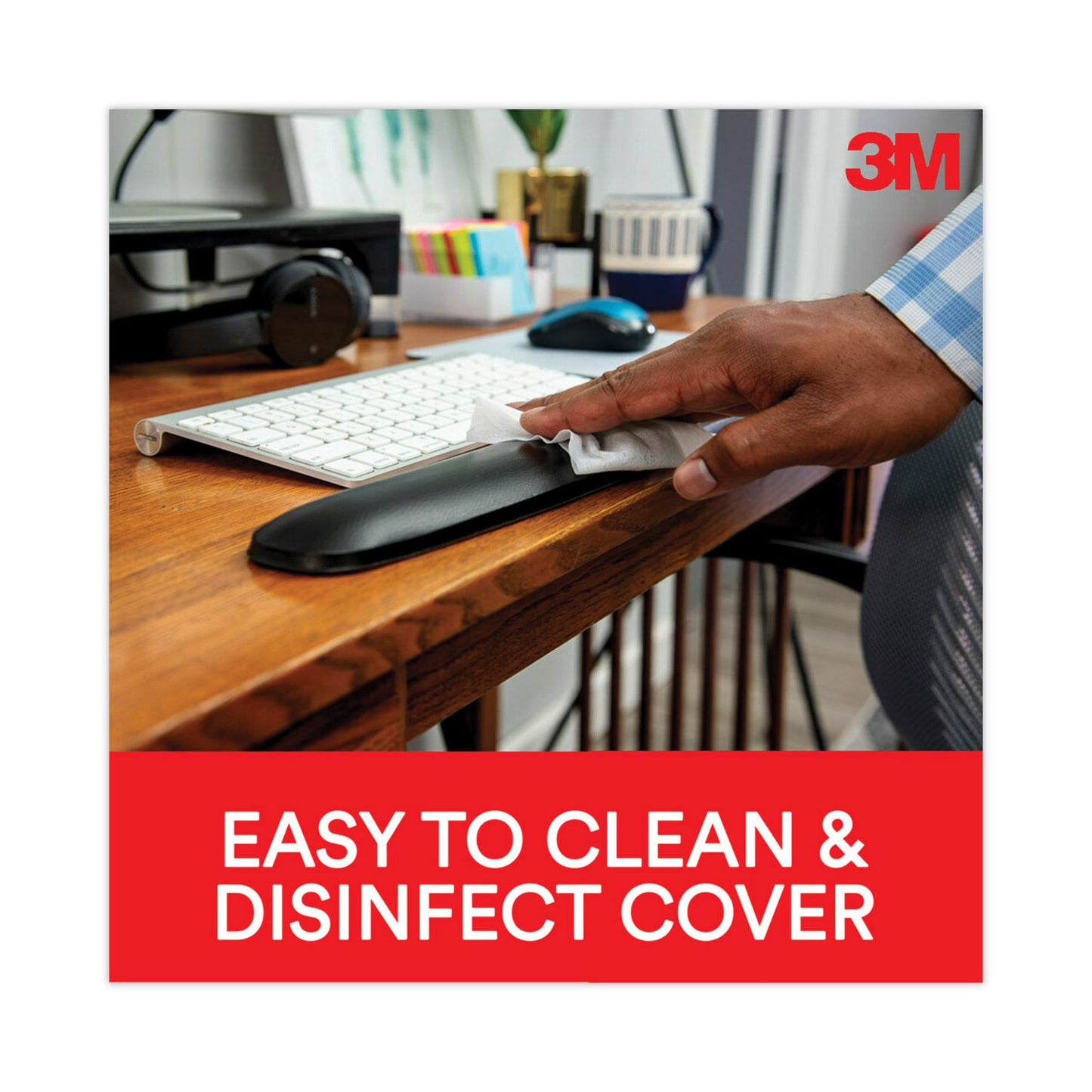 3M Antimicrobial Gel Large Keyboard Wrist Rest, 19 x 2.75, Black (WR310LE)