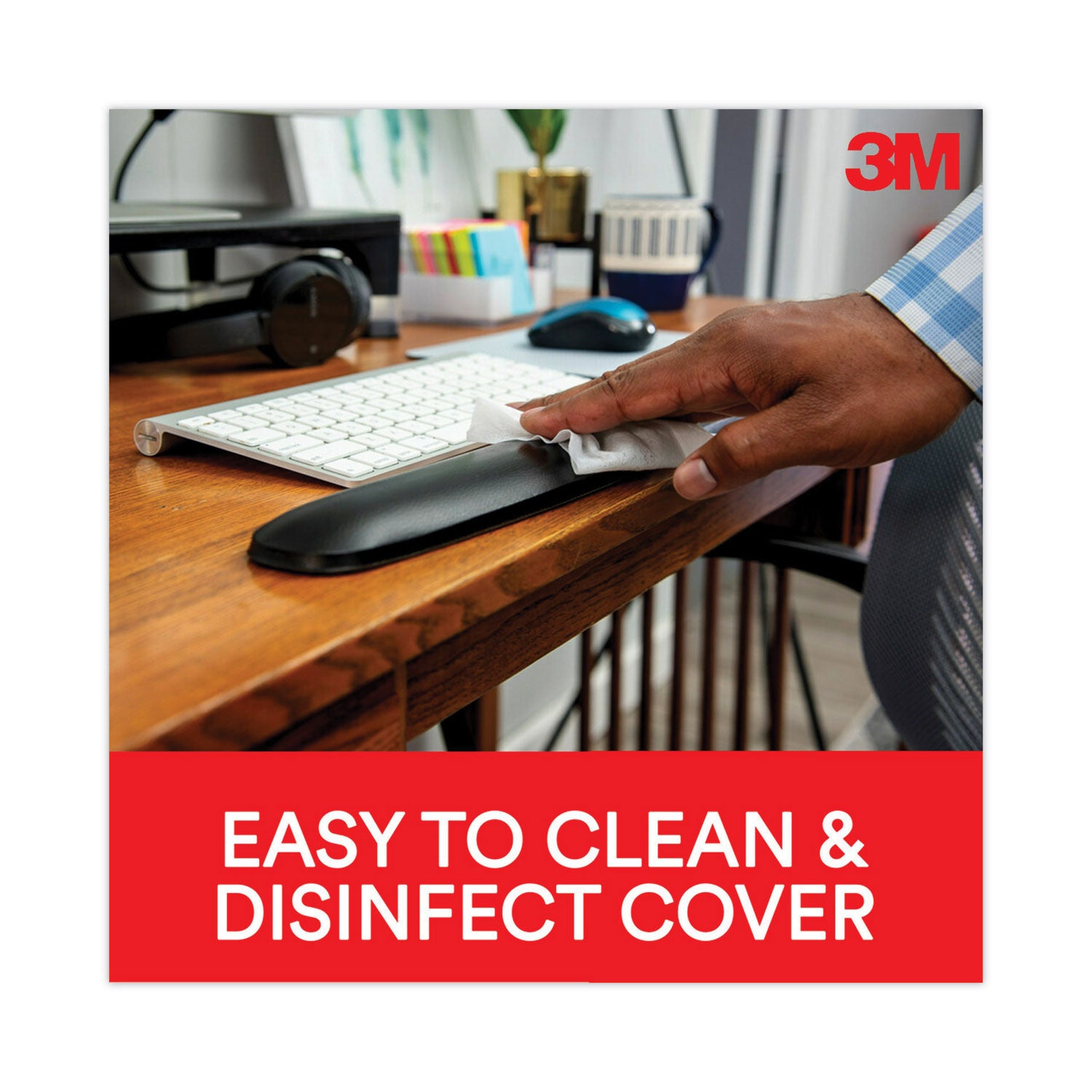 3M Antimicrobial Gel Large Keyboard Wrist Rest, 19 x 2.75, Black (WR310LE)
