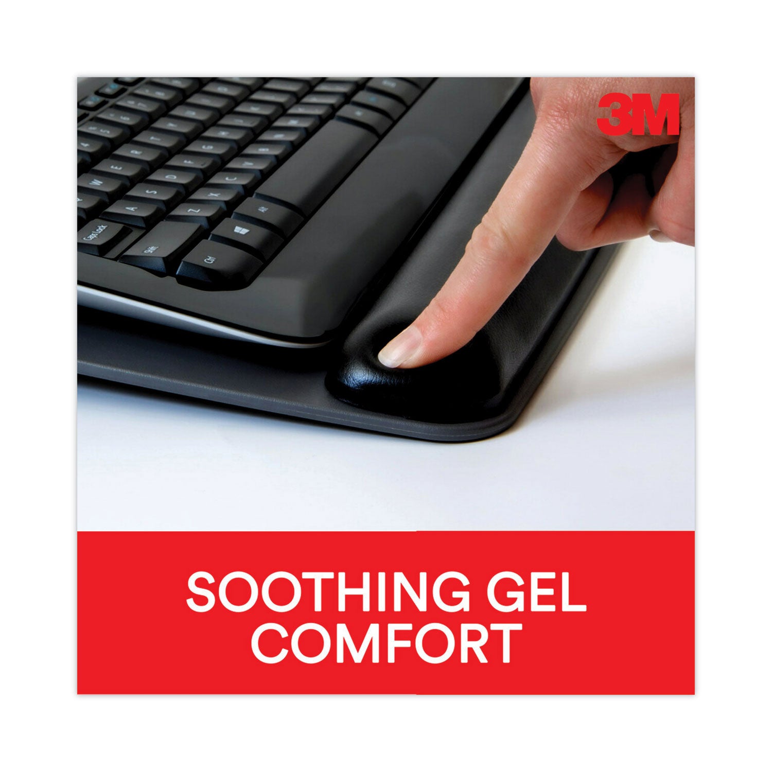 3M Antimicrobial Gel Keyboard Wrist Rest Platform, 19.6 x 10.6, Black/Gray/Silver (WR420LE)
