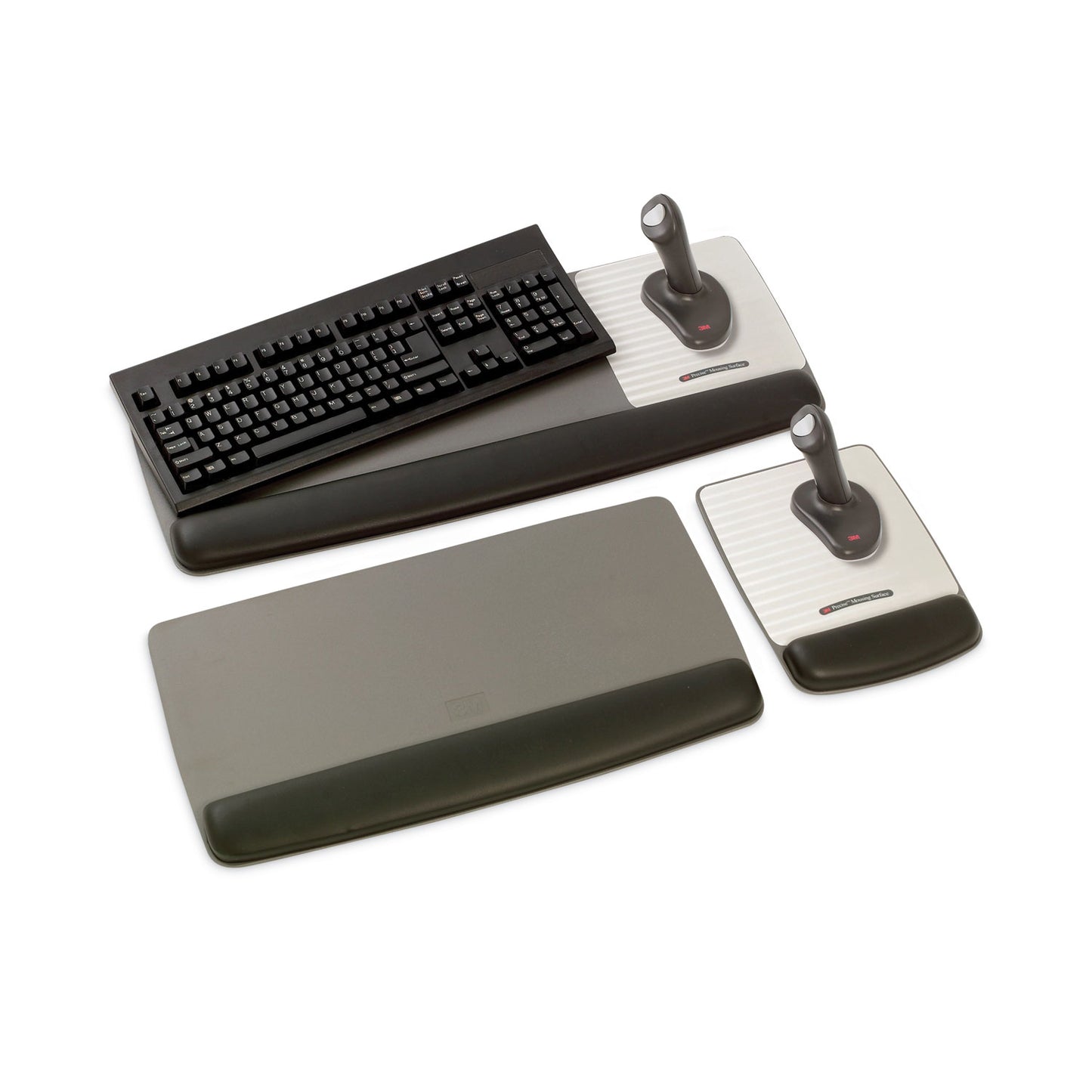 3M Antimicrobial Gel Keyboard Wrist Rest Platform, 19.6 x 10.6, Black/Gray/Silver (WR420LE)