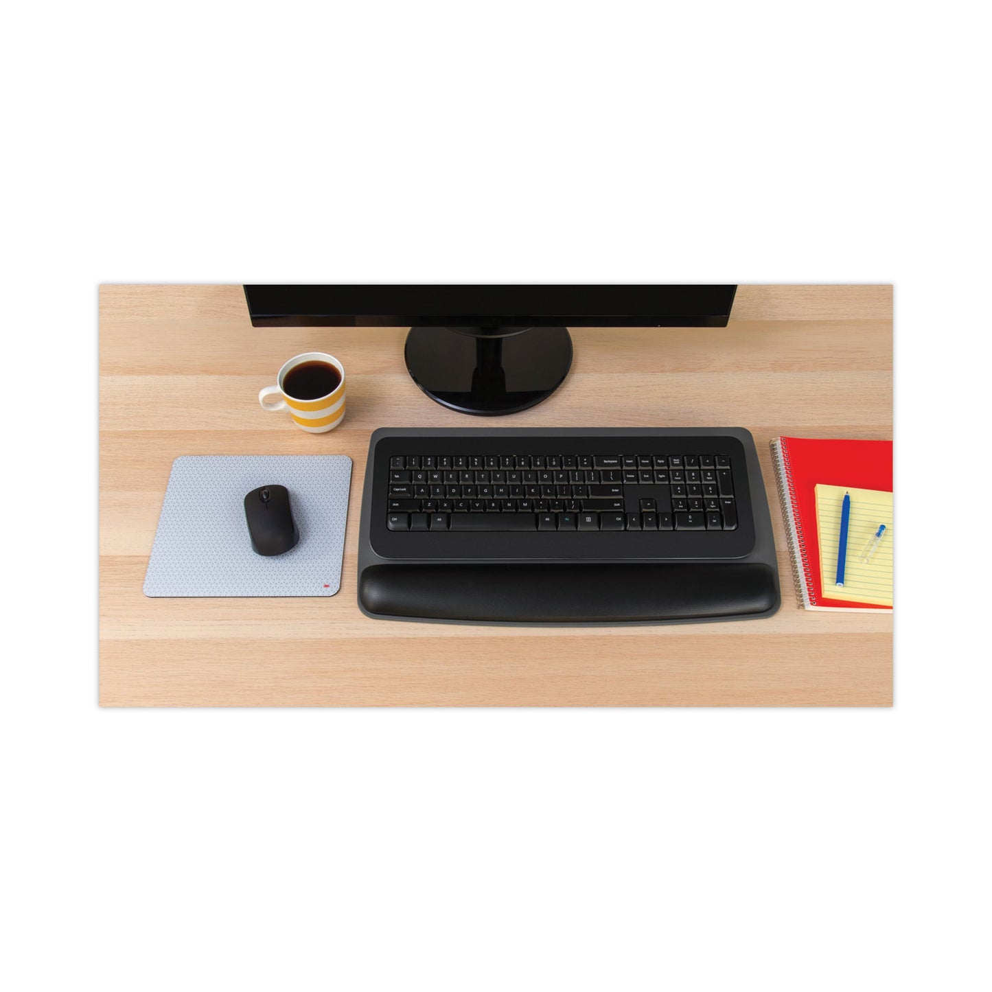 3M Antimicrobial Gel Keyboard Wrist Rest Platform, 19.6 x 10.6, Black/Gray/Silver (WR420LE)