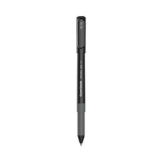 Paper Mate Write Bros. Grip Ballpoint Pen, Stick, Medium 1 mm, Black Ink, Black Barrel, Dozen (2124509)