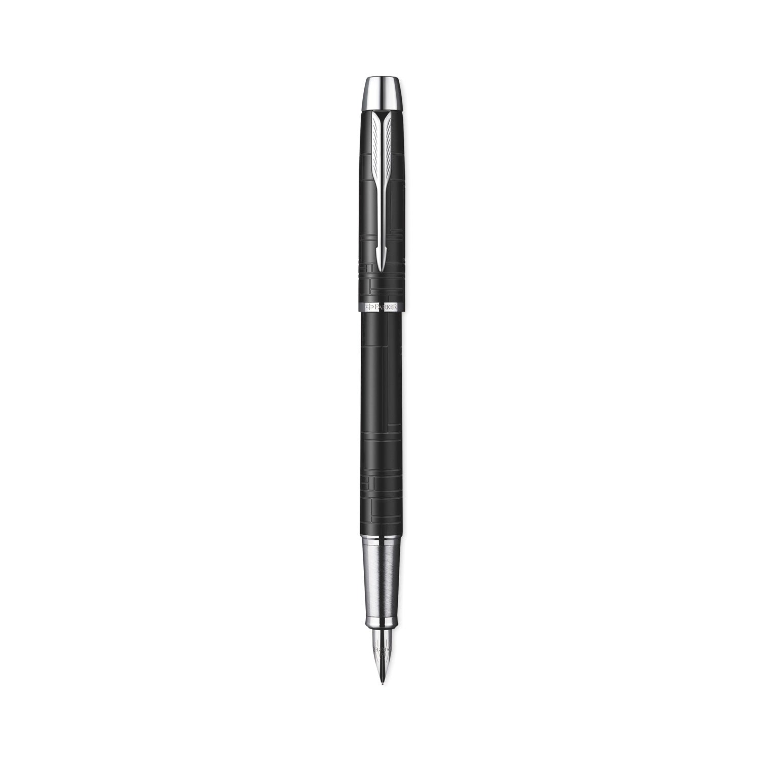 Parker IM Premium Roller Ball Pen, Stick, Fine 0.7 mm, Black Ink, Black/Chrome Barrel (1931658)