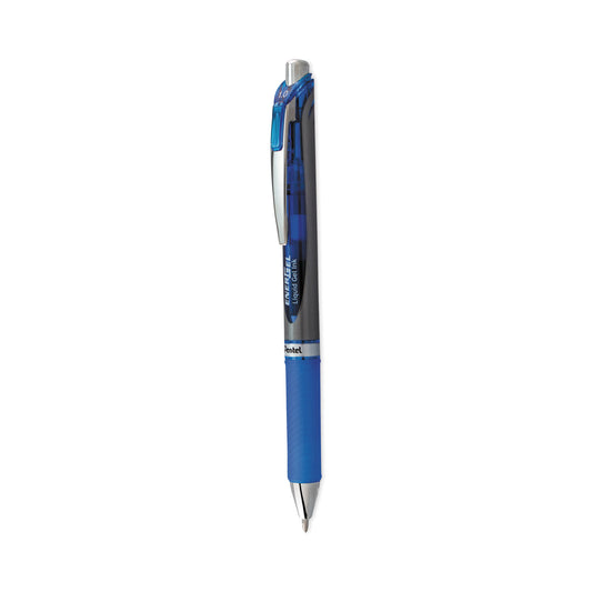 Pentel EnerGel RTX Gel Pen, Retractable, Bold 1 mm, Blue Ink, Blue/Gray Barrel (BL80C)