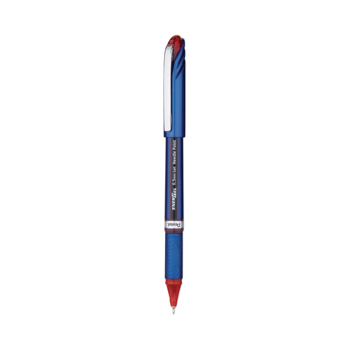 Pentel EnerGel NV Gel Pen, Stick, Fine 0.5 mm Needle Tip, Red Ink, Blue/Red Barrel, Dozen (BLN25B)