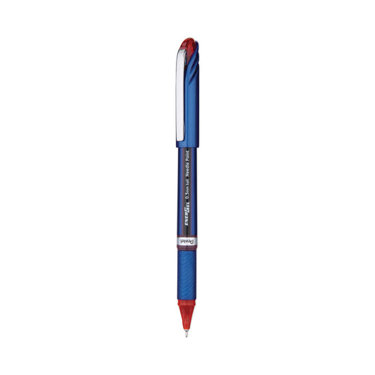 Pentel EnerGel NV Gel Pen, Stick, Fine 0.5 mm Needle Tip, Red Ink, Blue/Red Barrel, Dozen (BLN25B)