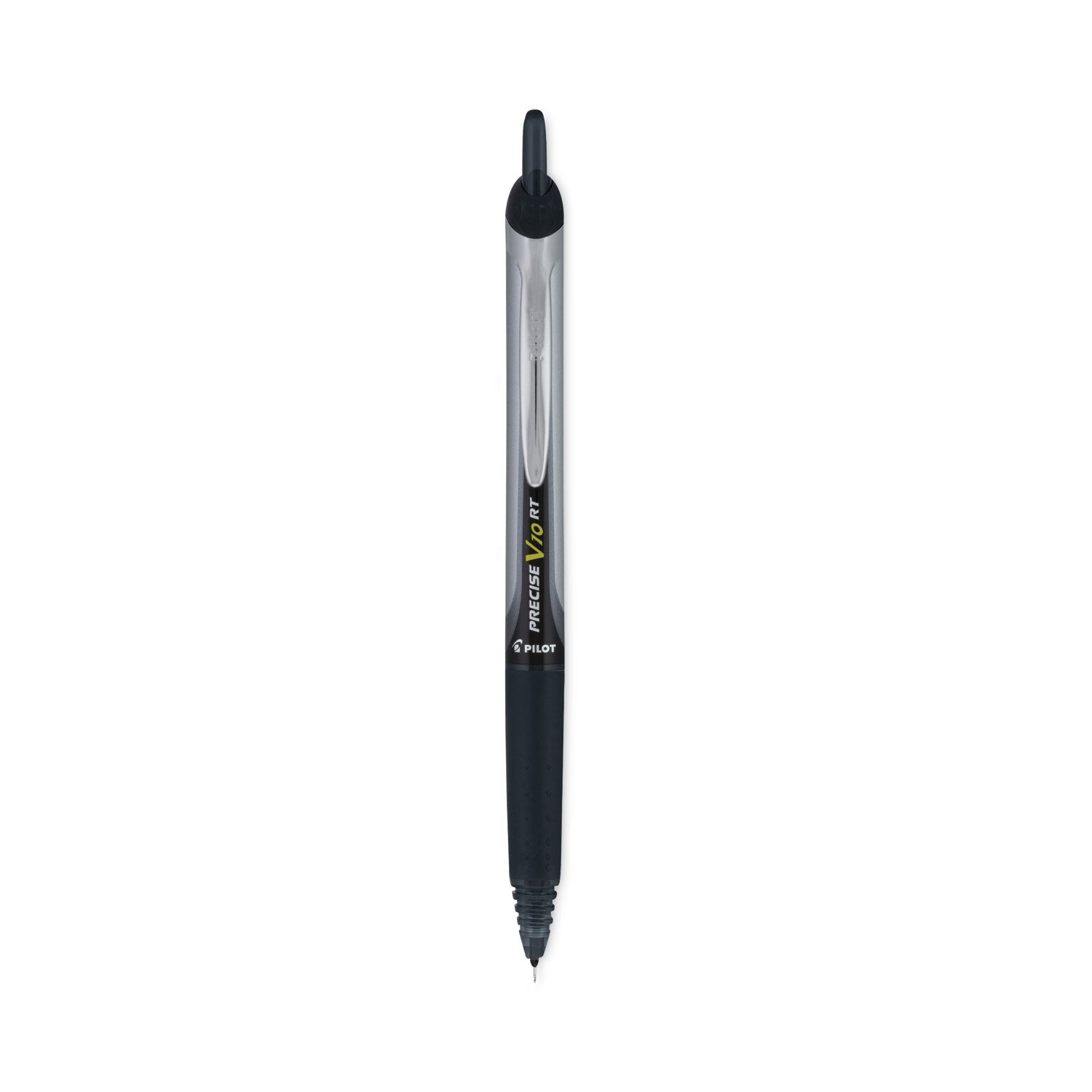 Pilot Precise V10RT Roller Ball Pen, Retractable, Bold 1 mm, Black Ink, Black Barrel, Dozen (13450)