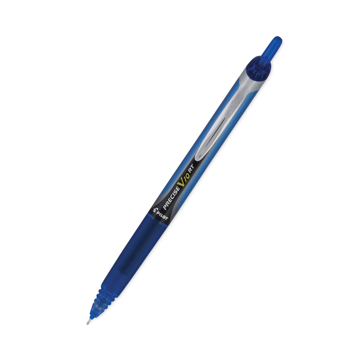 Pilot Precise V10RT Roller Ball Pen, Retractable, Bold 1 mm, Blue Ink, Blue Barrel, Dozen (13453)