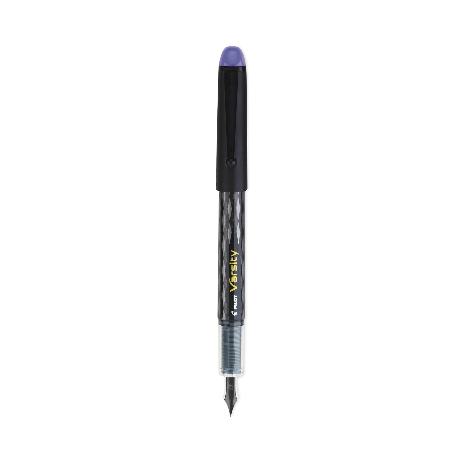 Pilot Varsity Fountain Pen, Medium 1 mm, Purple Ink, Clear/Black/Purple Barrel (90008)