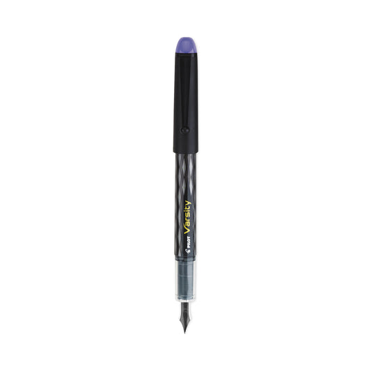 Pilot Varsity Fountain Pen, Medium 1 mm, Purple Ink, Clear/Black/Purple Barrel (90008)