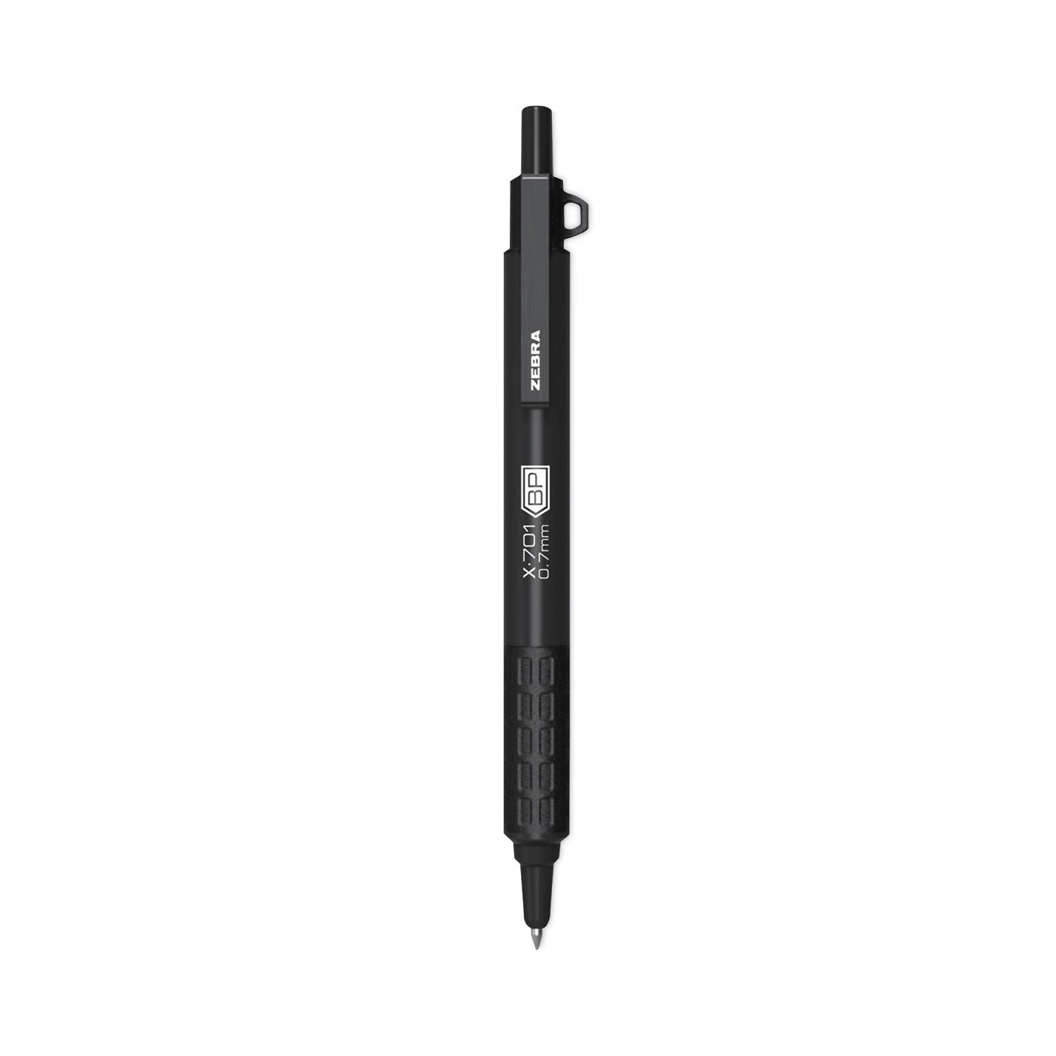 Zebra X-701 Ballpoint Pen, Retractable, Fine 0.7 mm, Black Ink, Black Barrel (29811)