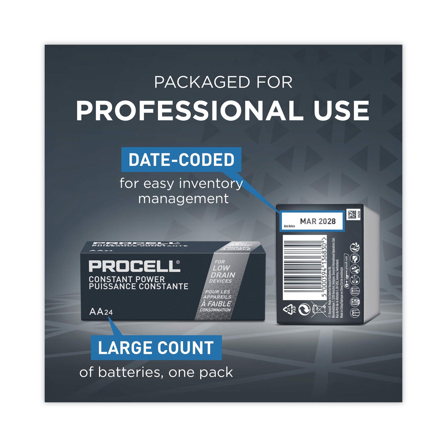Procell Professional Alkaline AA Batteries, 24/Box (PC1500BKD)