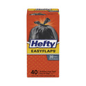 Hefty Easy Flaps Trash Bags, Tie-Flap, 30 gal, 1.05 mil, 30" x 33", Black, 40/Box (E27744)