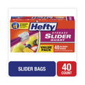 Hefty Slider Stand and Fill Food Storage Bags, Quart, 8" x 7", Clear, 40/Box (R88075)