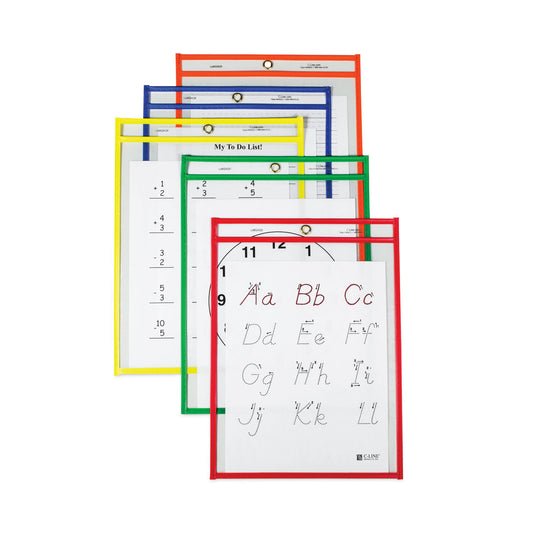 C-Line Reusable Dry Erase Pockets, 9 x 12, Assorted Primary Colors, 25/Box (40620)