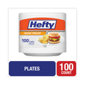 Hefty Soak Proof Tableware, Foam Plates, 8.88" dia, White, 100/Pack (D28100)