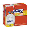 Hefty Strong Tall Kitchen Drawstring Bags, 13 gal, 23.75" x 27", White, 90/Box (E84574)