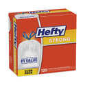 Hefty Strong Tall Kitchen Drawstring Bags, 13 gal, 24" x 27.75", White, 120/Box (E84562)