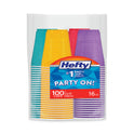 Hefty Easy Grip Disposable Plastic Party Cups, 16 oz, Assorted Colors, 100/Pack (C21637)