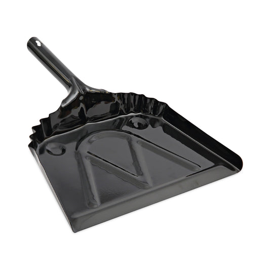 Boardwalk Metal Dust Pan, 12 x 14, 5" Handle, 20-Gauge Steel, Black (04212EA)