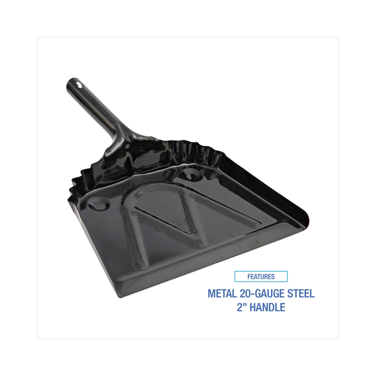 Boardwalk Metal Dust Pan, 12 x 14, 5" Handle, 20-Gauge Steel, Black (04212EA)