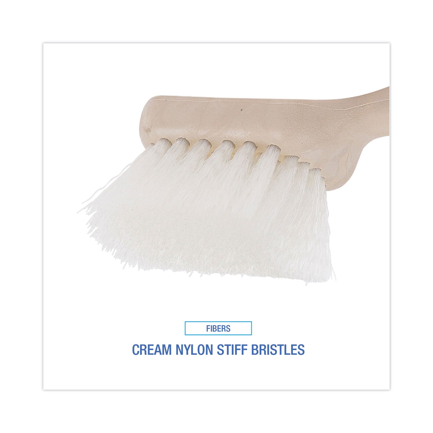 Boardwalk Utility Brush, Cream Nylon Bristles, 5.5" Brush, 3.5" Tan Plastic Handle (4408)