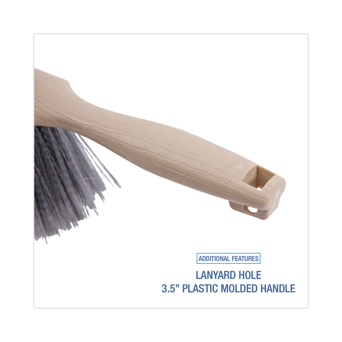 Boardwalk Counter Brush, Gray Flagged Polypropylene Bristles, 4.5" Brush, 3.5" Tan Plastic Handle (5408)