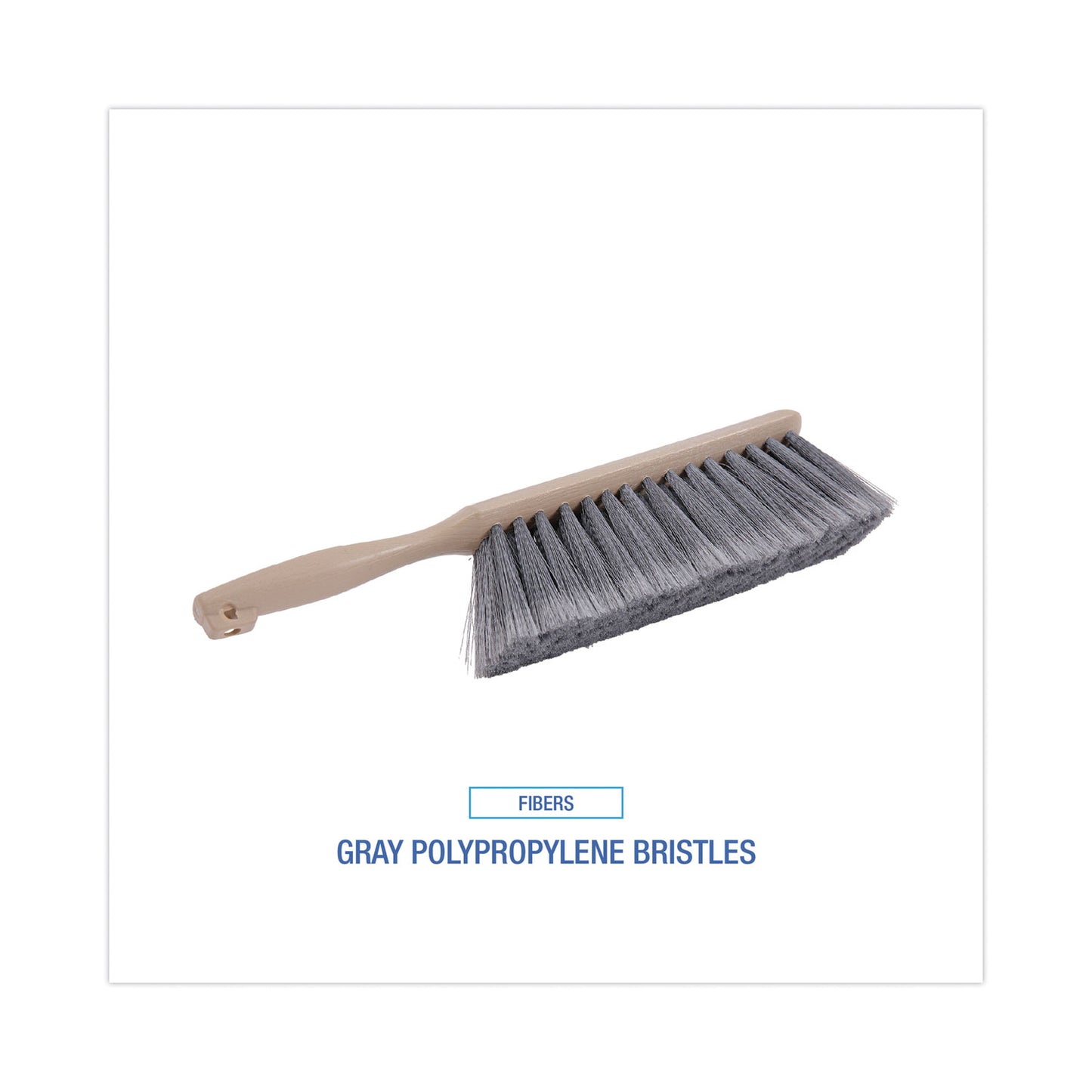 Boardwalk Counter Brush, Gray Flagged Polypropylene Bristles, 4.5" Brush, 3.5" Tan Plastic Handle (5408)