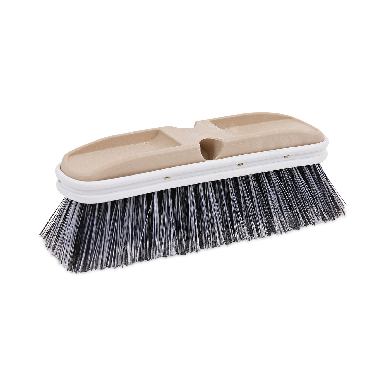 Boardwalk Polystyrene Vehicle Brush with Vinyl Bumper, Black/White Polystyrene Bristles, 10" Brush (8410)