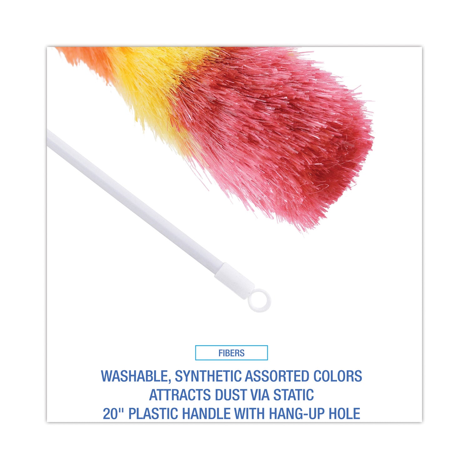 Boardwalk Polywool Duster w/20" Plastic Handle, Assorted Colors (9441)