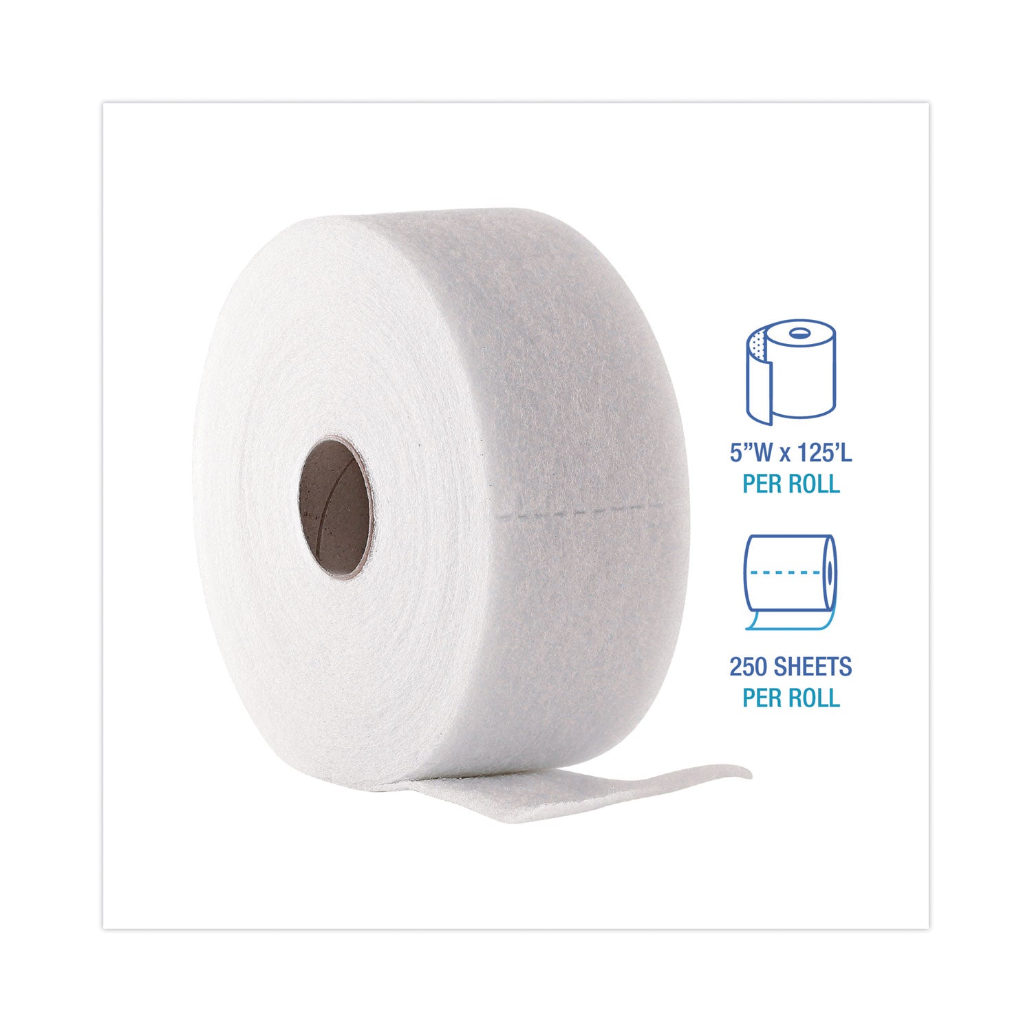 Boardwalk TrapEze Disposable Dusting Sheets, 5" x 125 ft, White, 250 Sheets/Roll, 2 Rolls/Carton (582505)