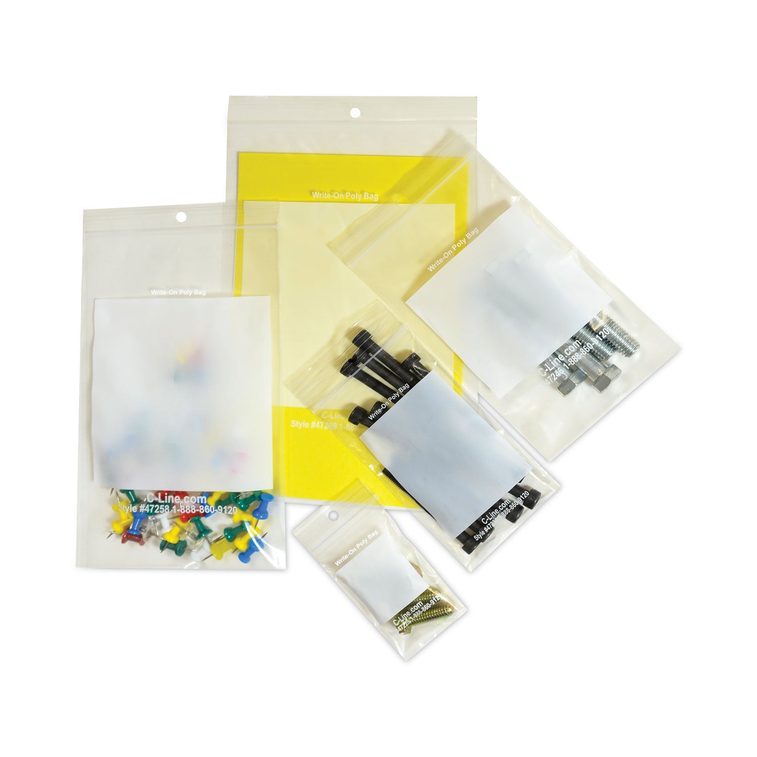 C-Line Write-On Poly Bags, 2 mil, 2" x 3", Clear, 1,000/Carton (47223)