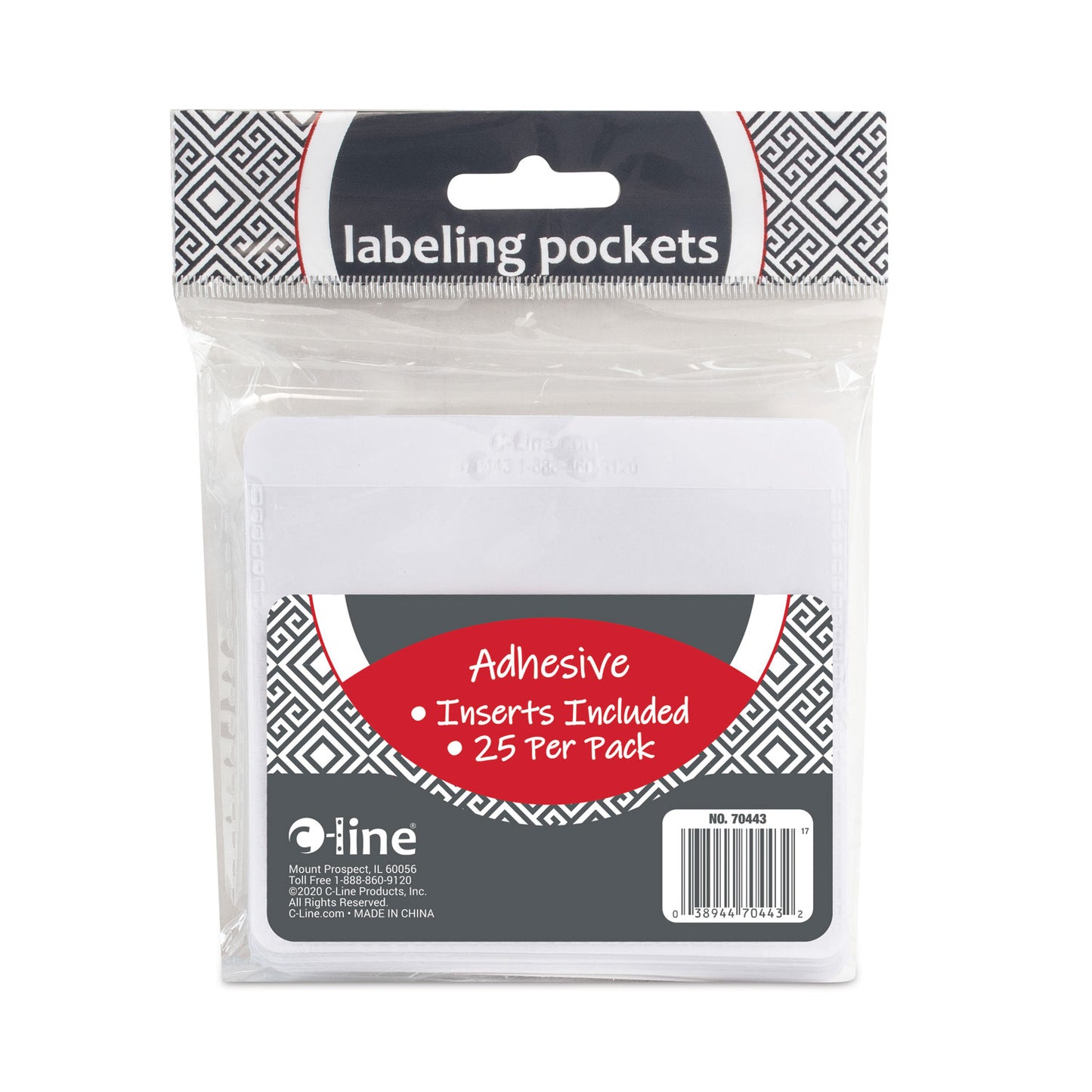 C-Line Self-Adhesive Labeling Pockets, Top Load, 3.75 x 3, Clear, 25/Pack (70443)