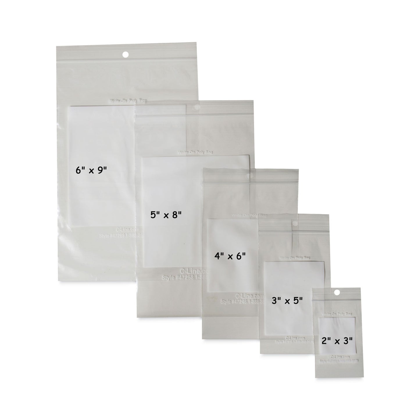 C-Line Write-On Poly Bags, 2 mil, 2" x 3", Clear, 1,000/Carton (47223)