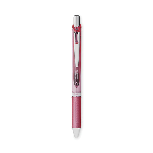 Pentel EnerGel RTX Gel Pen, Retractable, Medium 0.7 mm, Black Ink, Pink/Silver Barrel, 3/Pack (BL77PBP3ABC)