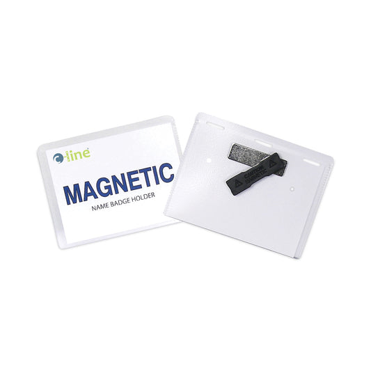 C-Line Magnetic Name Badge Holder Kit, Horizontal, 4w x 3h, Clear, 20/Box (92943)