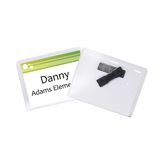 C-Line Magnetic Name Badge Holder Kit, Horizontal, 4w x 3h, Clear, 20/Box (92943)