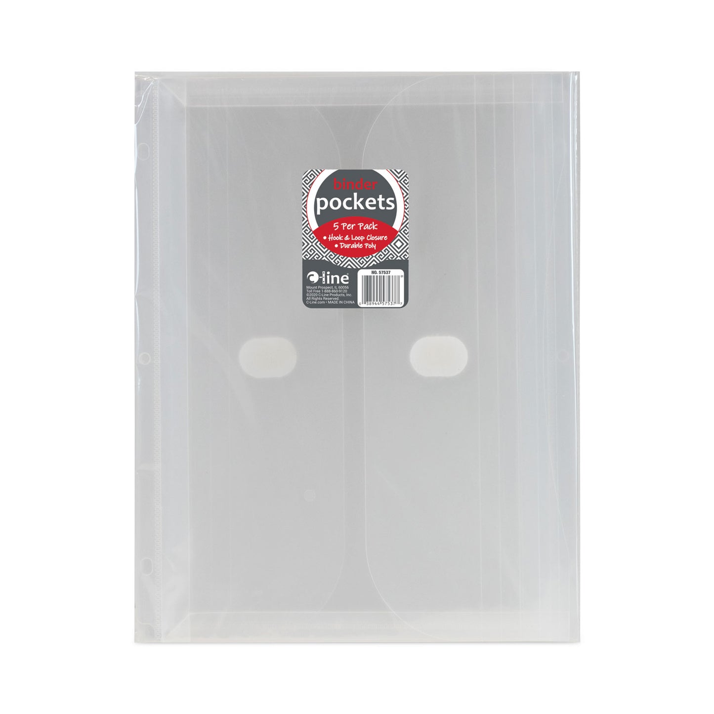 C-Line Poly Binder Pockets, 9.25 x 11.5, Clear, 5/Pack (57537)