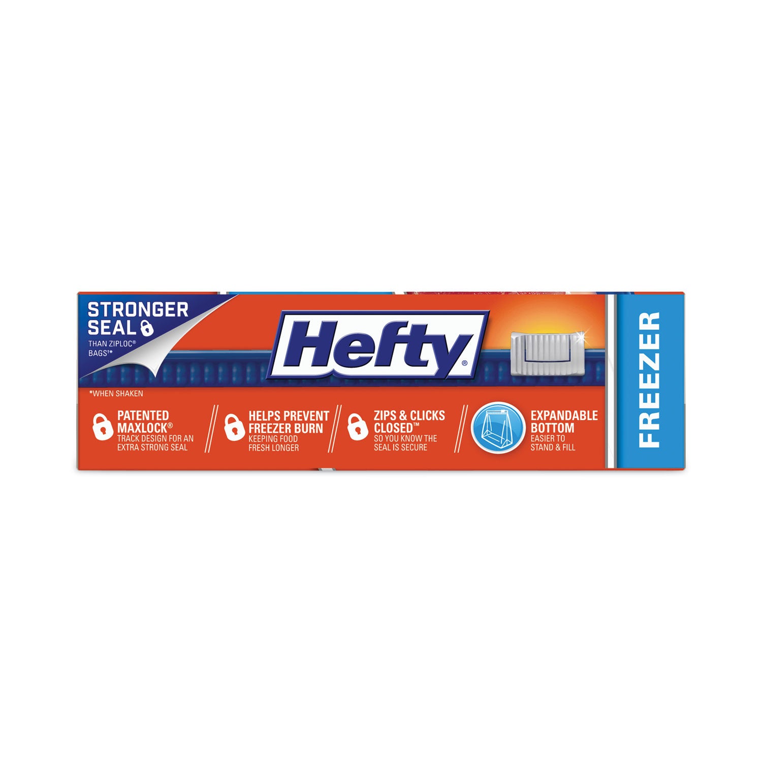 Hefty Slider Stand and Fill Freezer Storage Bags, 32 oz, 7" x 8", Clear, 35 Bags/Box, 9 Boxes/Carton (R88079CT)